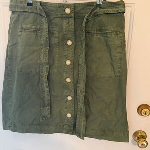 NWT J. Crew Sage Green Button Up Chino Skirt Belted